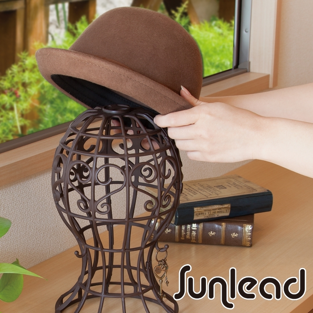Sunlead 日本製。假髮帽子飾品立體多機能收納架/帽架/假髮架 (深棕色)